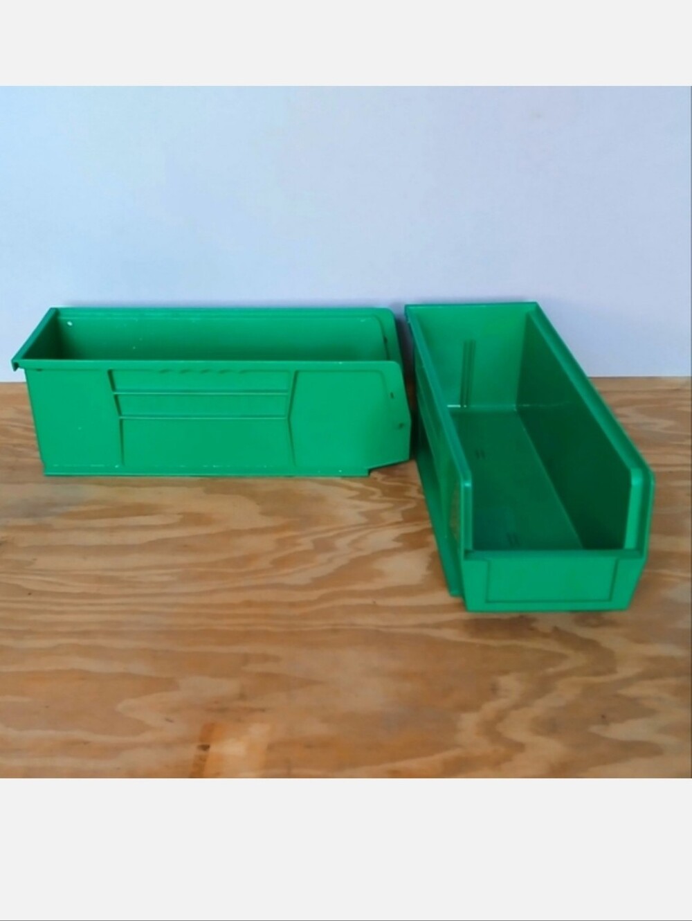 2 Pack Heavy Duty Stackable Tool Storage Bins Garage Organization Green